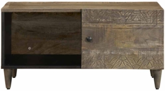 Couchtisch, Sofatisch Hellgrau 80x50x40 cm Massivholz Mango