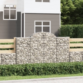 vidaXL Gabione mit Hochbogen 200x50x120/140 cm Verzinktes Eisen 153496