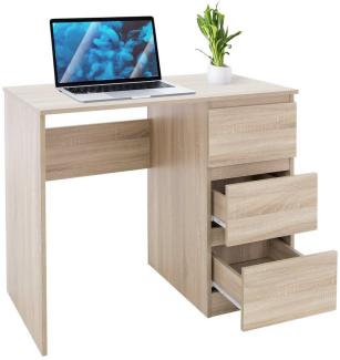 ML-DESIGN Schreibtisch Bürotisch mit 3 Schubladen, 3 Regale und Tastaturauszug für Heim /Bürö, Arbeitstisch Bürotisch Büromöbel Laptoptisch PC Tisch viel Stauraum