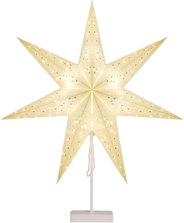 Casaria LED Weihnachtsstern mit Ständer Pailetten Beleuchtet 60 cm creme Papierstern Weihnachten Weihnachtsdeko Leuchtstern Dekostern Adventsstern