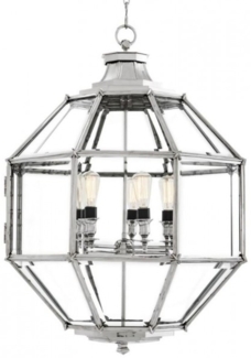 Casa Padrino Luxus Laterne - Luxus Nickel Hängeleuchte Durchmesser 80 x H 98 cm