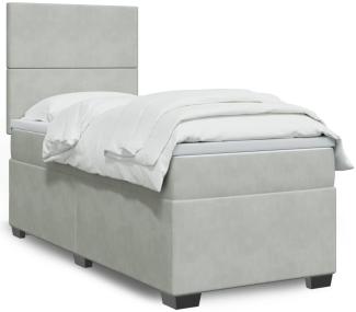 vidaXL Boxspringbett mit Matratze Hellgrau 90x200 cm Samt 3293104