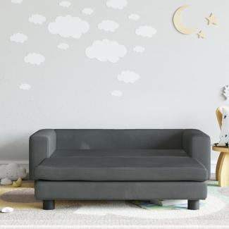 vidaXL Kindersofa mit Hocker Dunkelgrau 100x50x30 cm Samt 3196409