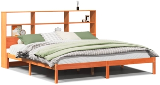vidaXL Massivholzbett mit Regal ohne Matratze Wachsbraun 180x200 cm 3321608