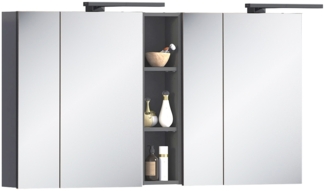 Badmöbel Spiegelschrank 140 cm MODENA-56 in anthrazit, B/H/T: ca. 140/80/16 cm