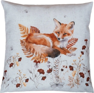 matches21 HOME & HOBBY Kissenbezüge Kissenhülle COCO mit Fuchsmotiv Druck aus Polyester, 40x40 cm, (1 Stück), Waschbarer Bezug mit Reißverschluss für Wohn- & Schlafzimmer