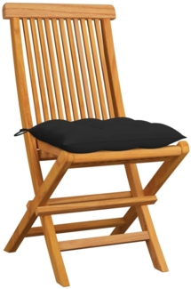 vidaXL Gartenstühle mit Schwarzen Kissen 6 Stk. Massivholz Teak 3065612