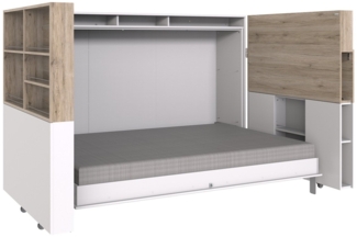 Calicosy Horizontal klappbares Bett 120x200 mit Bettausstattung - L212 cm - Weiß