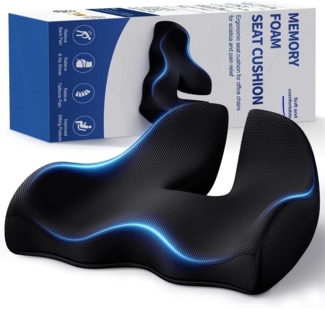 Benazcap Sitzkissen Bürostuhl Memory-Foam Schwarz Large