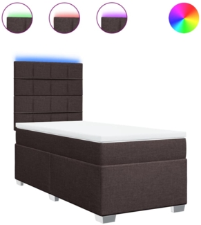 vidaXL Boxspringbett mit Matratze Dunkelbraun 90x200 cm Stoff 3292674