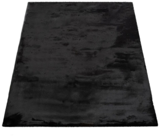 KADIMA DESIGN Teppich Unifarben 100% Polyester schmutzabweisend Hochflor Teppich, Läufer, Höhe: 26 mm, Florhöhe: 22 mm, Rücken aus Baumwolle, Läufer, 60x90cm, Schwarz