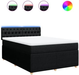 vidaXL Boxspringbett mit Matratze Schwarz 140x190 cm Stoff 3289760