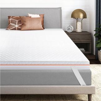 BedStory, Topper BedStory Topper 90/140/160/180x200cm, 7.5 cm hoch, Doppelschichtiger Gel-Bambus-Kohle-Memory-Schaumstoff Topper, Mit abnehmbarem Bettbezug