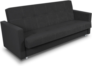 Schlafsofa Dave - Sofa mit Schlaffunktion und Bettkasten, Bett, Bettsofa, Schlafcouch (Schwarz (Suedine 24))