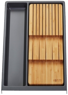 SO-TECH® Schubladeneinsatz SEPARADO Individual (300 x 474 x 51 mm) ab 40cm Schrankbreite (1 St), inkl. Bambus Mehrzweckeinsatz schiefergrau genarbt für bis zu 9 Messer
