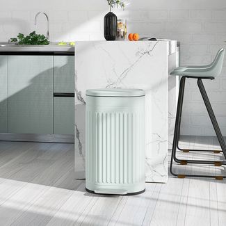 HOMCOM Mülltrennsystem 30L Treteimer mit Deckel Fußpedal herausnehmbarem Inneneimer, für Wohnzimmer, Büro, Grün, 36,5 x 31,2 x 60,8 cm