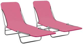 vidaXL Klappbare Sonnenliegen 2 Stk. Stahl und Stoff Rosa 310345