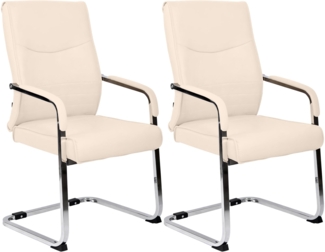 CLP 2er Set Besucherstuhl Hobart I Freischwinger, creme Kunstleder