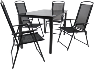 VCM Gartenmöbel-Set 140S 918153 Schwarz H. 105 x B. 140 x T. 80 cm