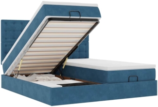 vidaXL Ottoman-Bett mit Matratzen Dunkelblau 160x200 cm Samt 3313806