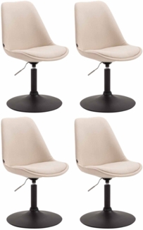 CLP 4er Set Esszimmerstühle Maverick Stoff drehbar und stufenlos verstellbar,creme schwarz