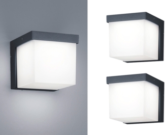 TRIO Leuchten LED Außen-Wandleuchte, LED fest integriert, Warmweiß, 2er-Set kleine Fassadenbeleuchtung für Hauswand, Anthrazit 12x11 cm