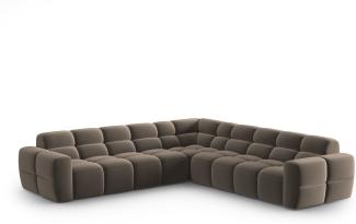 Micadoni Symmetrisches Ecksofa Lisa 5-Sitzer Samtstoff Hellbraun