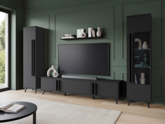 Wohnwand Hailea II (Farbe: Schwarzer Graphit, ohne Beleuchtung)