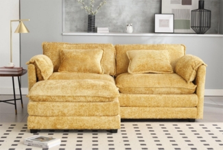 LVHOM Loungesofa Polsterecke/Relaxliege/Ecksofa mit Fußstütze, 2 Kissen, Seitentaschen, frei Kombination, Modernes 2-Sitzer-Sofa, Max. 3 Personen, Chenille-Stoff, Stabiler Holzrahmen, Weich, Bequem, Geräumig, Funktional & Platzsparend, Polsterliege für...