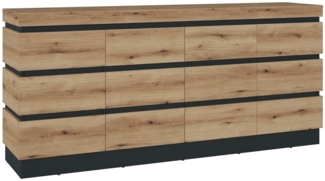 Sideboard >CORTE< in Coast Evoke Eiche/Kosmos Grau - 201,2x92,5x45cm (BxHxT)