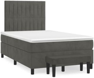 vidaXL Boxspringbett mit Matratze Dunkelgrau 120x190 cm Samt 3270482