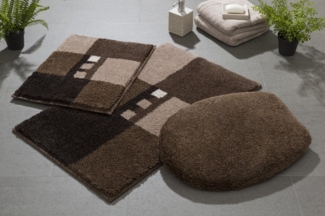 GRUND MERKUR Badematten 3er-Set 40x50 cm & 50x80 cm inkl. WC-Deckelbezug Braun