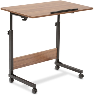 Büro- und Beistelltisch, höhenverstellbar 65,5-90 cm, mit Rollen, Holz-Optik