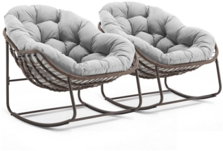 LVHOM Schaukelstuhl mit gepolstertem Kissen, Rattanstuhl mit Stahlrahmen, Lounge Sessel (Großformat B110.5cm x T94.5cm x H80cm,Dicke Kissen,160kg Tragfähigkeit, MEHRE FARBEN MEHRE OPTIONEN! Schaukelsessel umhüllendem Sitzgefühl & hoher Armlehne, 2 St),...