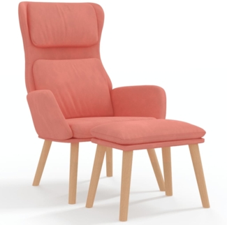 Relaxsessel mit Hocker Rosa Samt, Drehbar [3097824]
