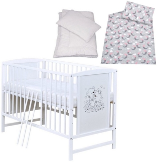 Baby-Delux Komplettbett Babybett Mia Komplettset, 7-tlg, Kinderbett 60x120 cm weiß, Bettset verschiedene Designs
