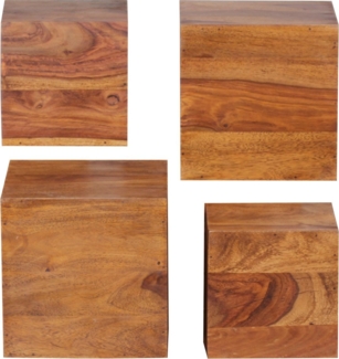 4er-Set Wandregale 'Mumbai', Massivholz Sheesham, Echt-Holz, 25 cm & 20 cm