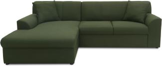 DOMO Collection Topper, Ecksofa mit Schlaffunktion, Webstoff grün, 155 x 245 cm