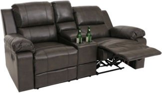 2er Kinosessel HWC-H29, Relaxsessel Fernsehsessel Zweisitzer, Getränkehalter Soft Touch Kunstleder MVG ~ schwarz-braun