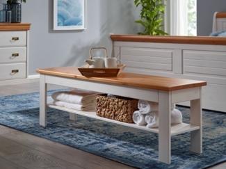 Bettbank 140cm 'Mailand-Honig' Kiefer weiß SZ-0132