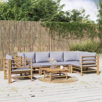 vidaXL 7-tlg. Garten-Lounge-Set mit Hellgrauen Kissen Bambus 3155109