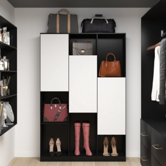 FUFU&GAGA Kleiderschrank 3 Türen und 12 Stauräume,120*30*160cm, Schwarz+weiß, MDF