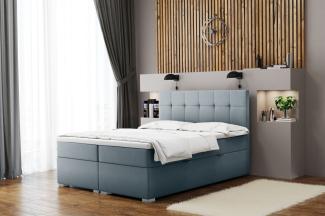 Boxspringbett Schlafzimmerbett 'ABELT', in Stoff Matt Velvet, Blaugrau, 120x200 cm