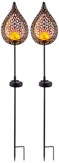 2er Set LED Solar-Steckleuchten im Flammen Design