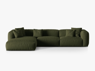 Micadoni Ecksofa Martina 3-Sitzer Strukturierter Stoff Grün Links