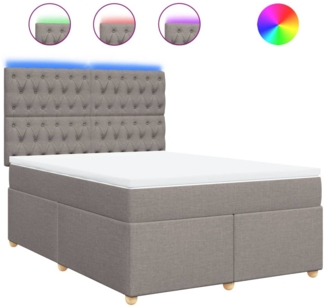 vidaXL Boxspringbett mit Matratze Taupe 140x190 cm Stoff