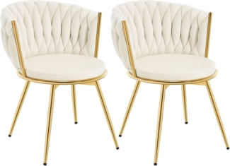 Woltu Küchenstuhl (2 St), 2er Set, mit Metallrahmen, ergonomisch, 360° drehbar, Samtsitz