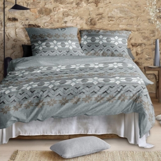 Irisette Biber Bettwäsche Panda 8621-20 Strickmuster Blau 135x200