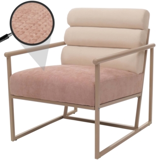 Lounge-Sessel HWC-O38, Cocktail-/Polstersessel Clubsessel, Stoff/Textil (420 g/m²) Metall MVG ~ beige, Polster rosé