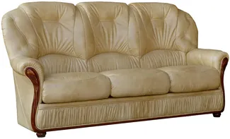 Vente-unique - Ledersofa 3-Sitzer - Büffelleder - Beige - DAPHNE